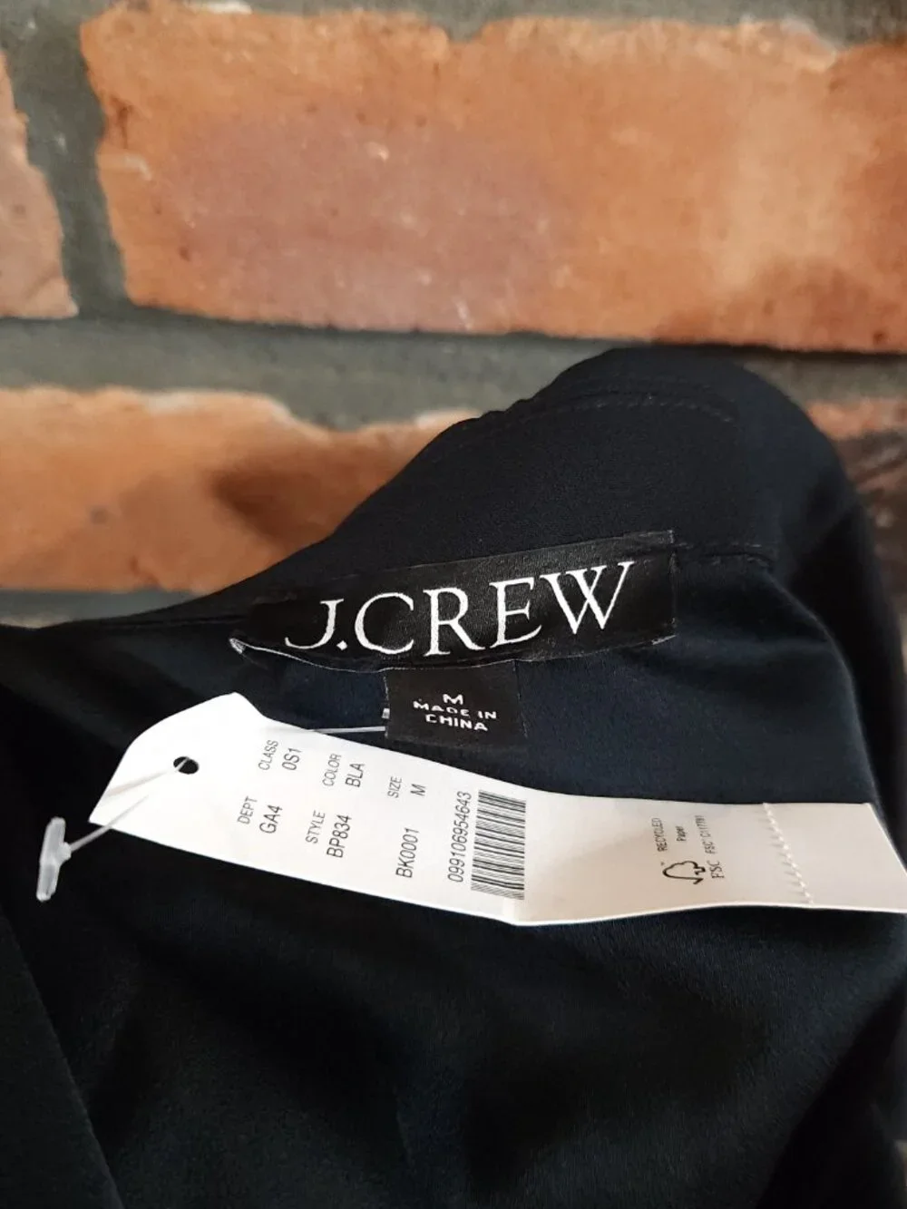 J. Crew Long Sleeve Shift Dress in Black Crepe Minimalist Workwear Women's M NWT